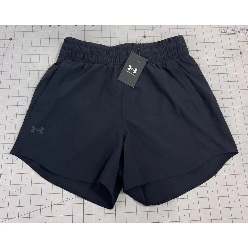 Under Armour Women's Flex Woven Short 5-Inch Medium Black Lightweight Breathable - Picture 1 of 6
